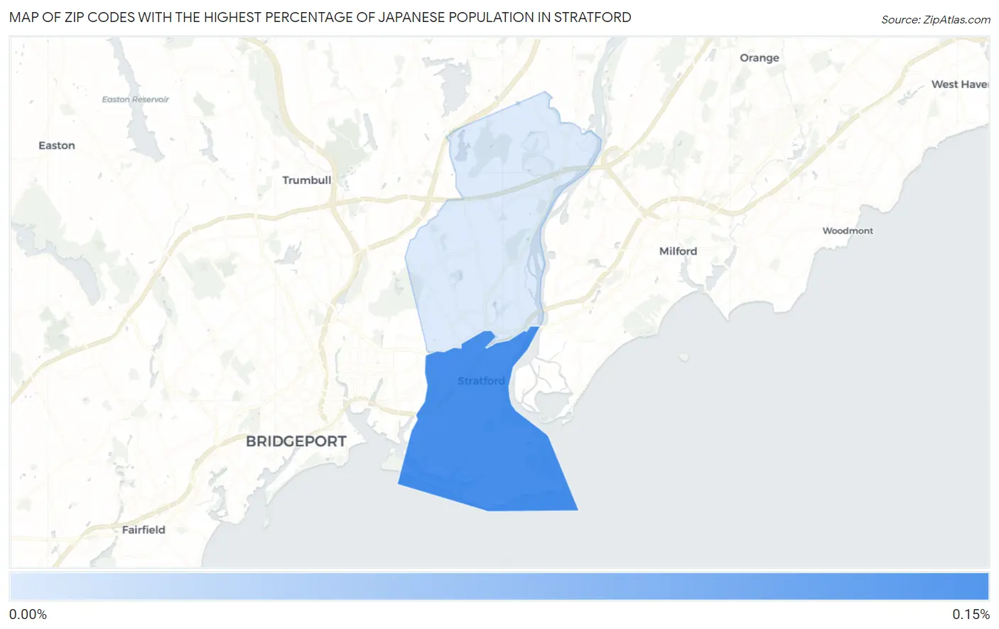 Zip Codes with the Highest Percentage of Japanese Population in Stratford Map