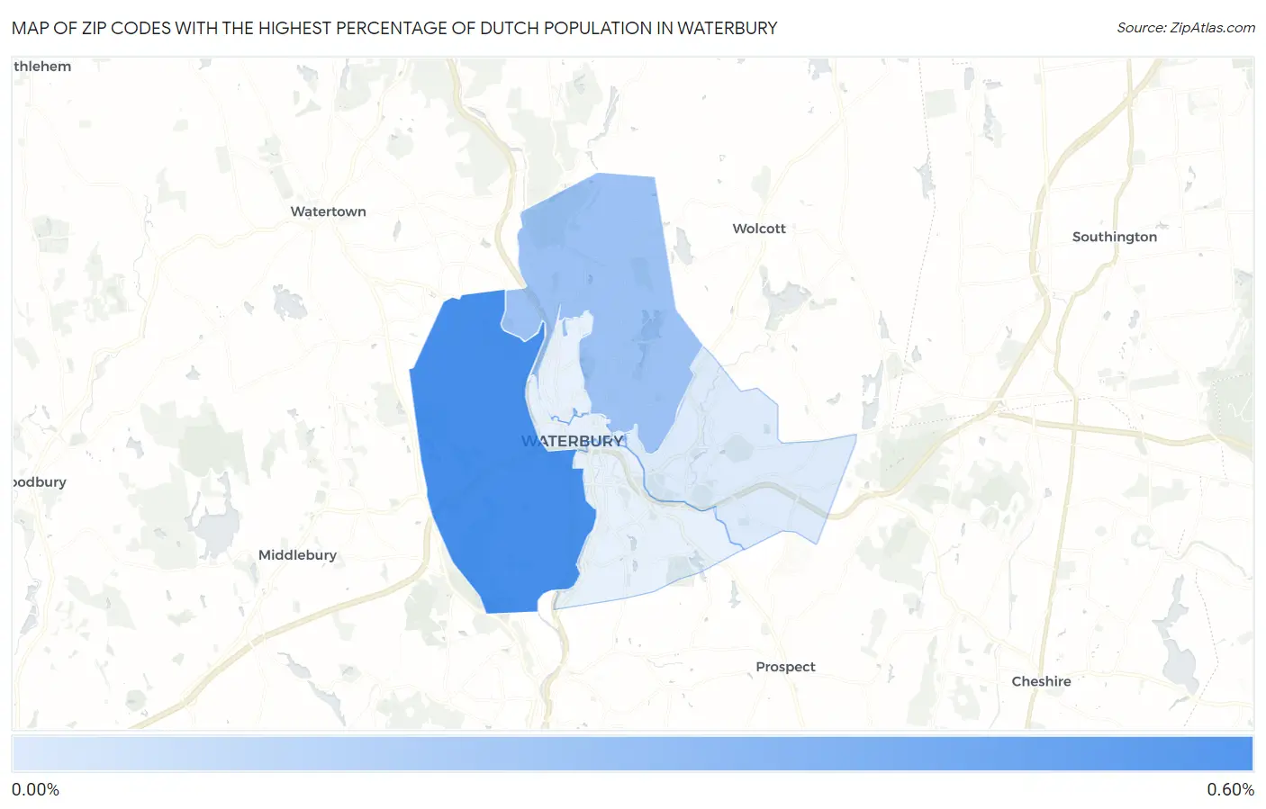 Zip Codes with the Highest Percentage of Dutch Population in Waterbury Map