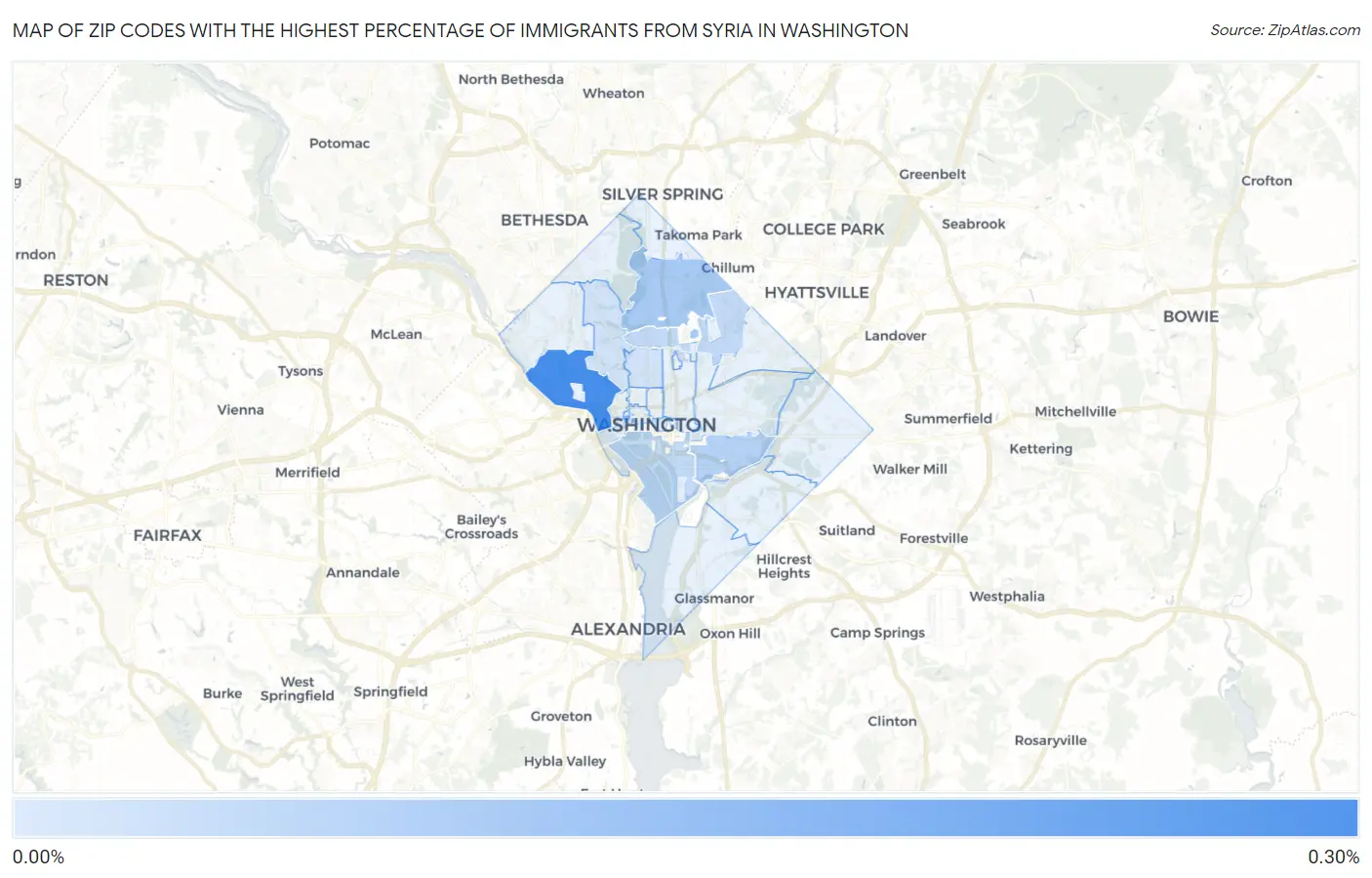 Zip Codes with the Highest Percentage of Immigrants from Syria in Washington Map
