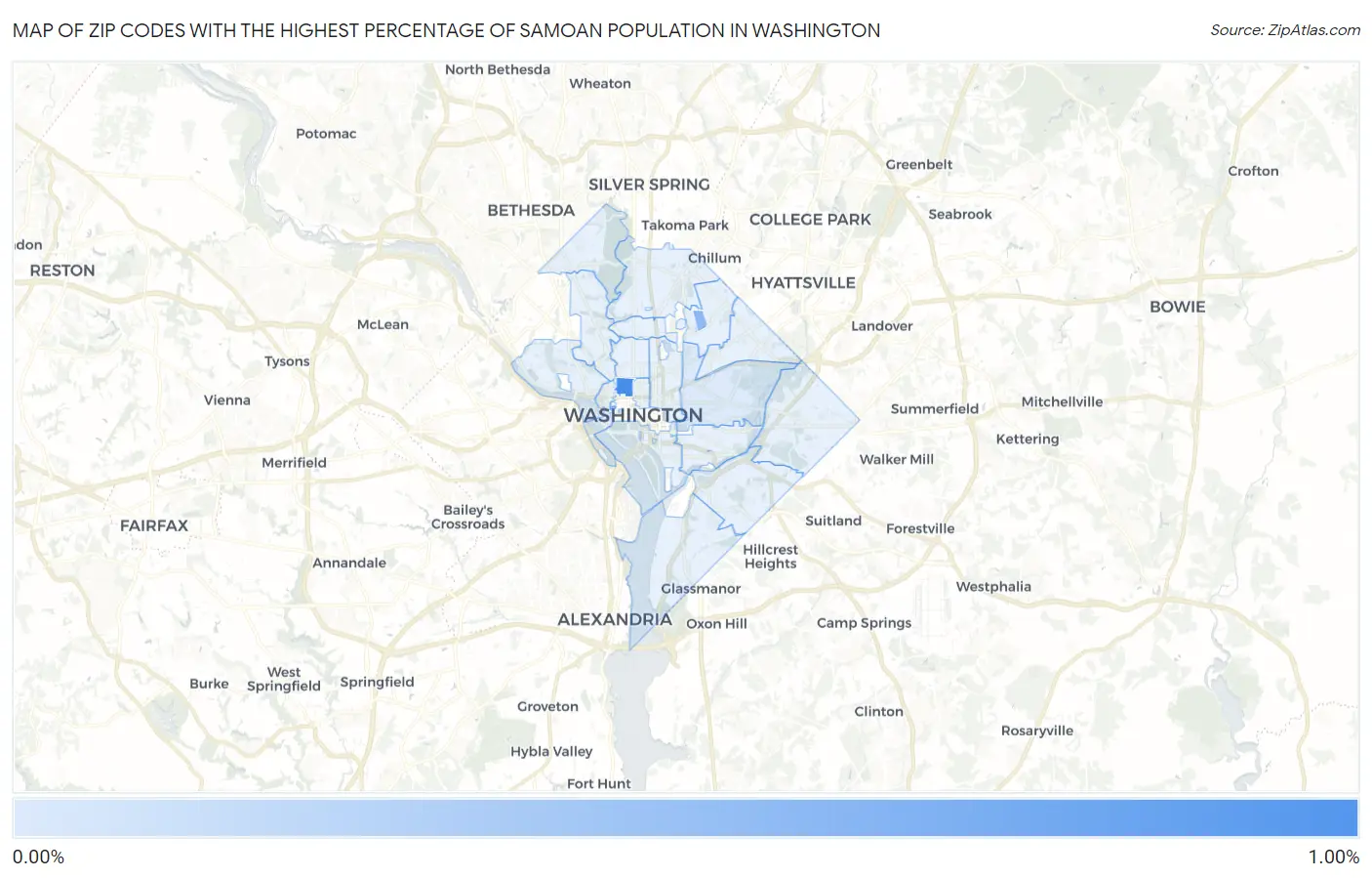 Zip Codes with the Highest Percentage of Samoan Population in Washington Map