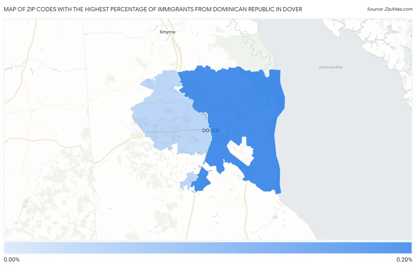 Zip Codes with the Highest Percentage of Immigrants from Dominican Republic in Dover Map