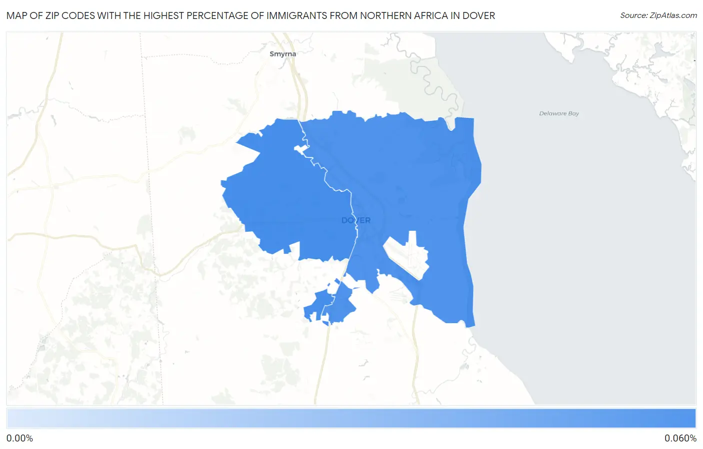 Zip Codes with the Highest Percentage of Immigrants from Northern Africa in Dover Map