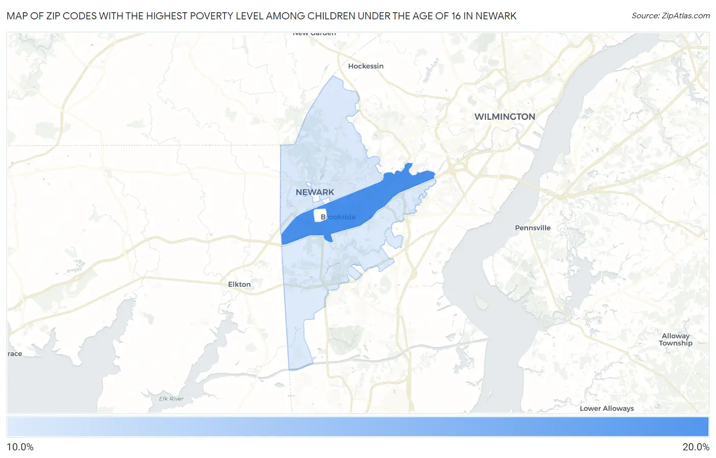Zip Codes with the Highest Poverty Level Among Children Under the Age of 16 in Newark Map