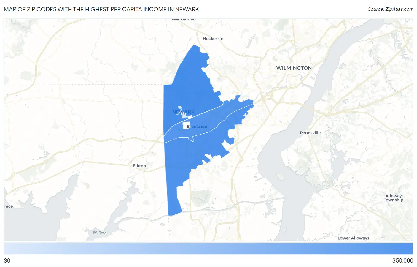 Zip Codes with the Highest Per Capita Income in Newark Map