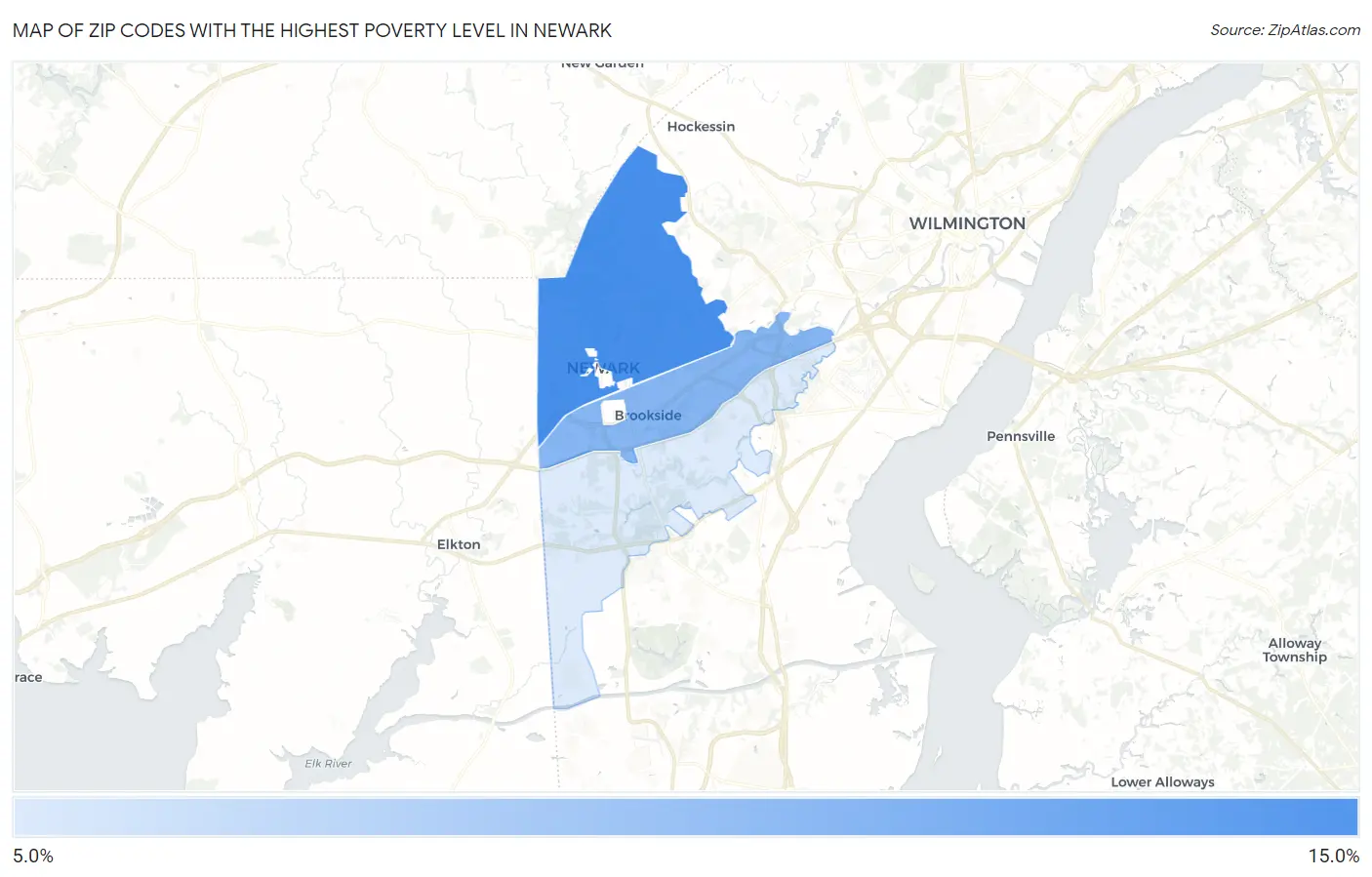 Zip Codes with the Highest Poverty Level in Newark Map