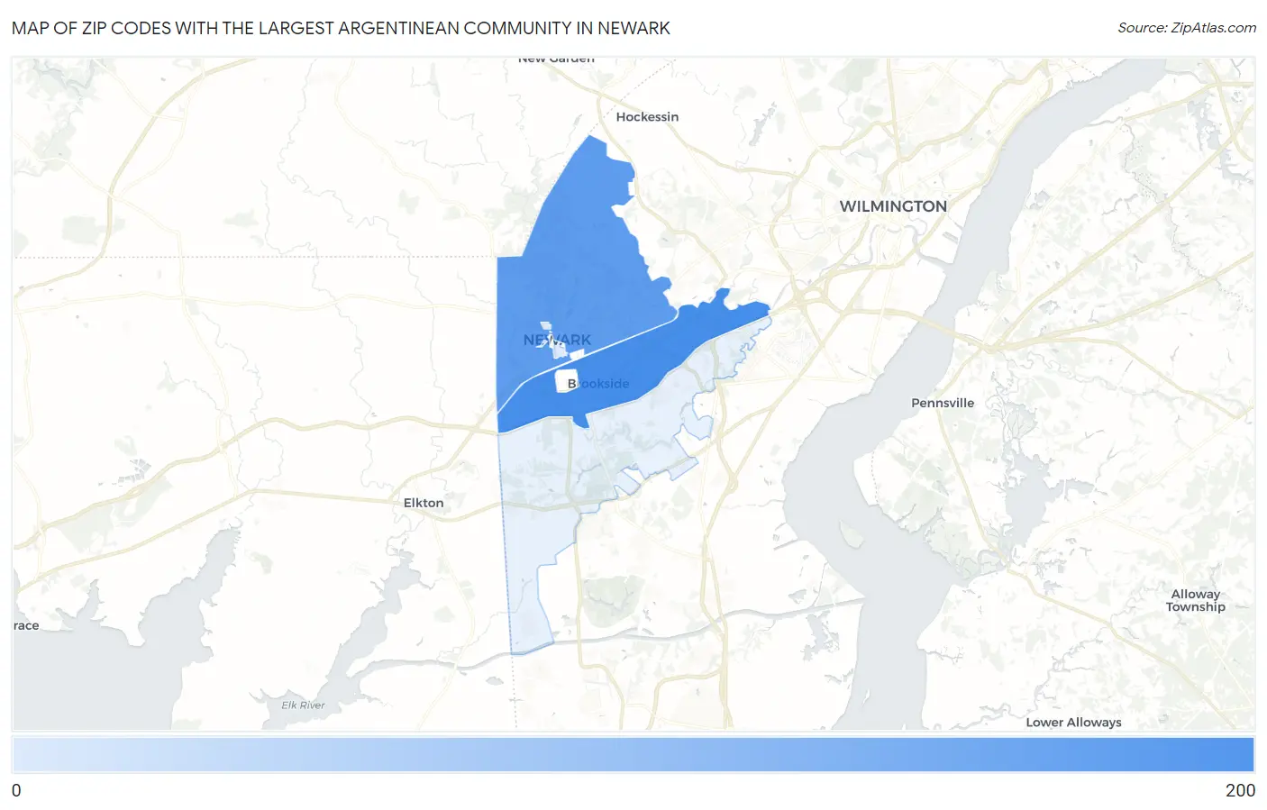 Zip Codes with the Largest Argentinean Community in Newark Map