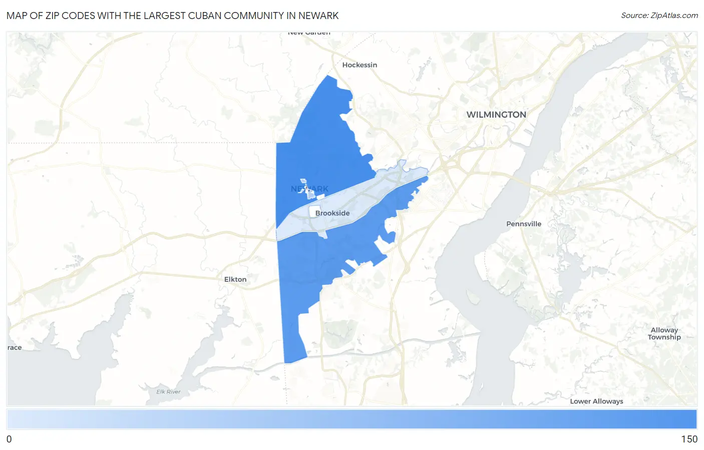 Zip Codes with the Largest Cuban Community in Newark Map