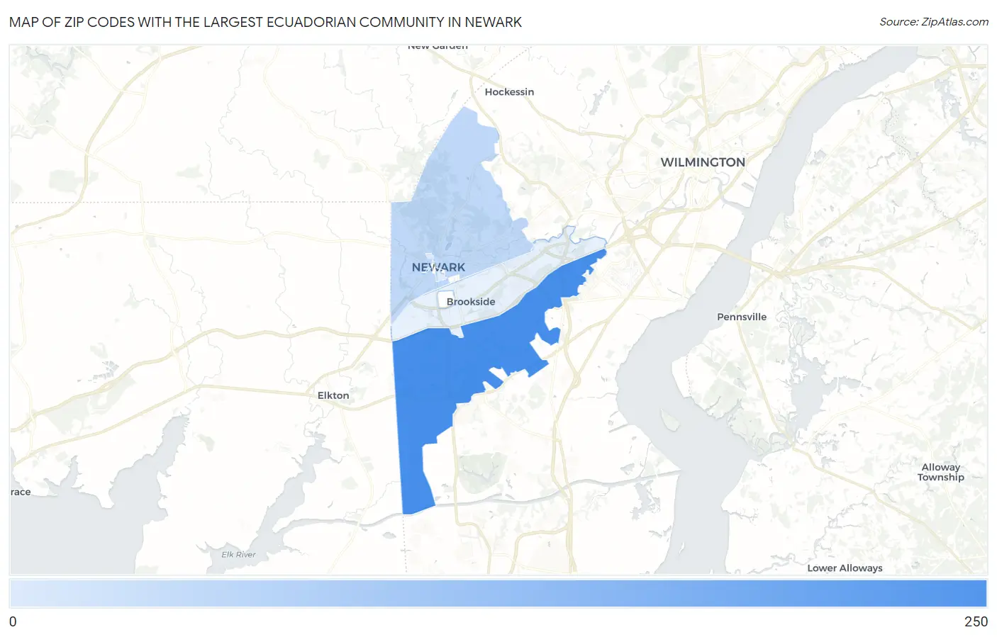 Zip Codes with the Largest Ecuadorian Community in Newark Map