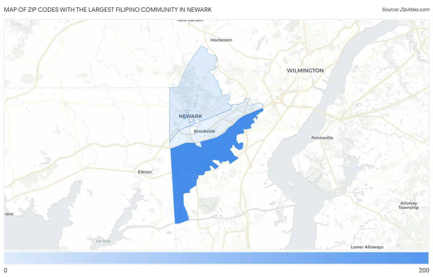 Zip Codes with the Largest Filipino Community in Newark Map