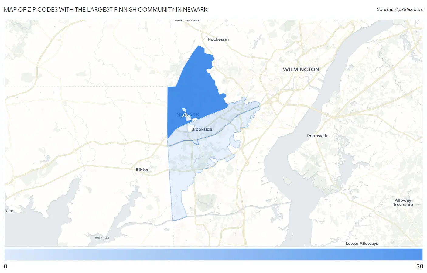 Zip Codes with the Largest Finnish Community in Newark Map