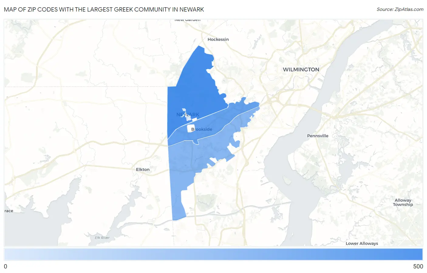 Zip Codes with the Largest Greek Community in Newark Map
