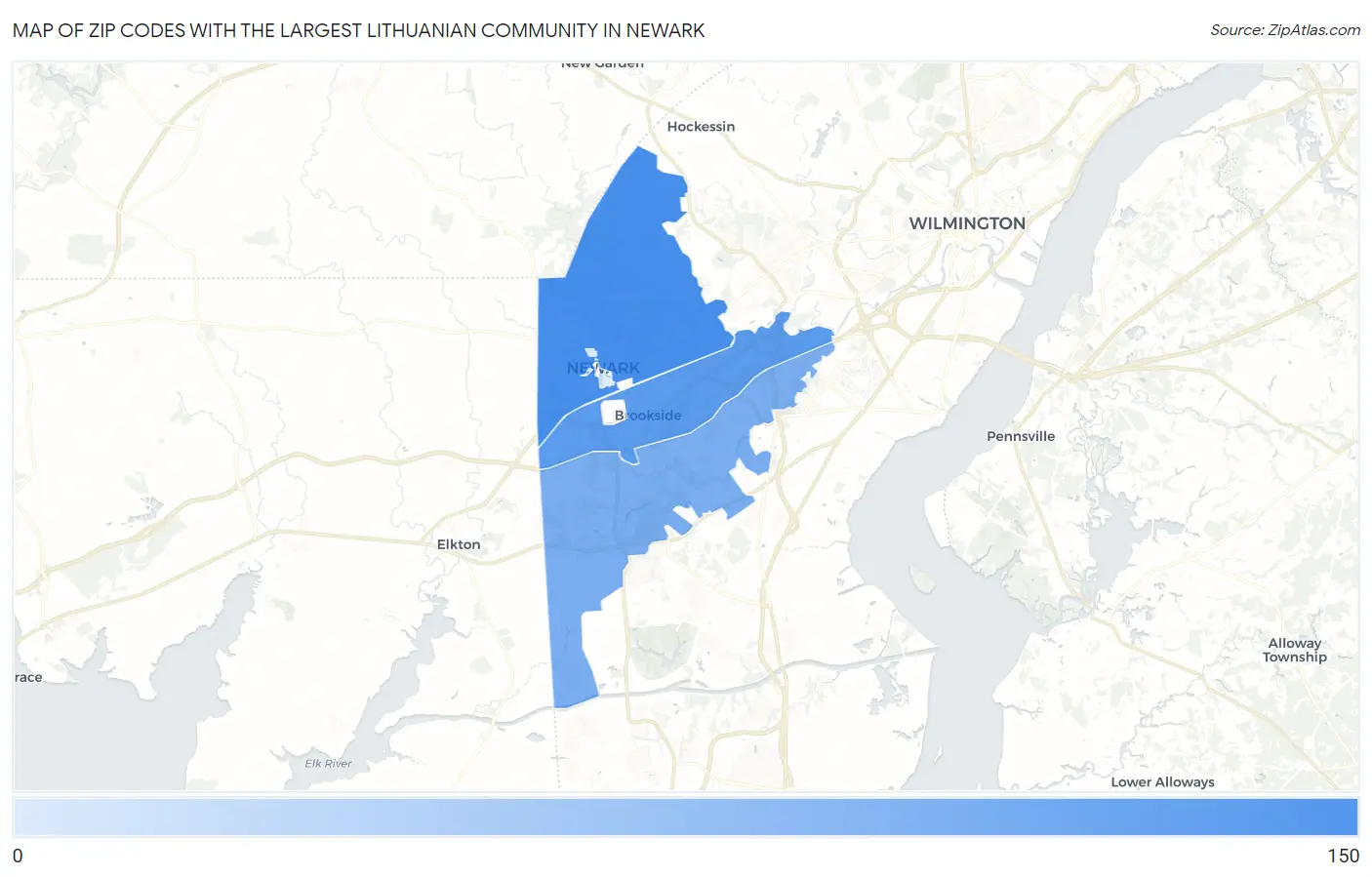 Zip Codes with the Largest Lithuanian Community in Newark Map