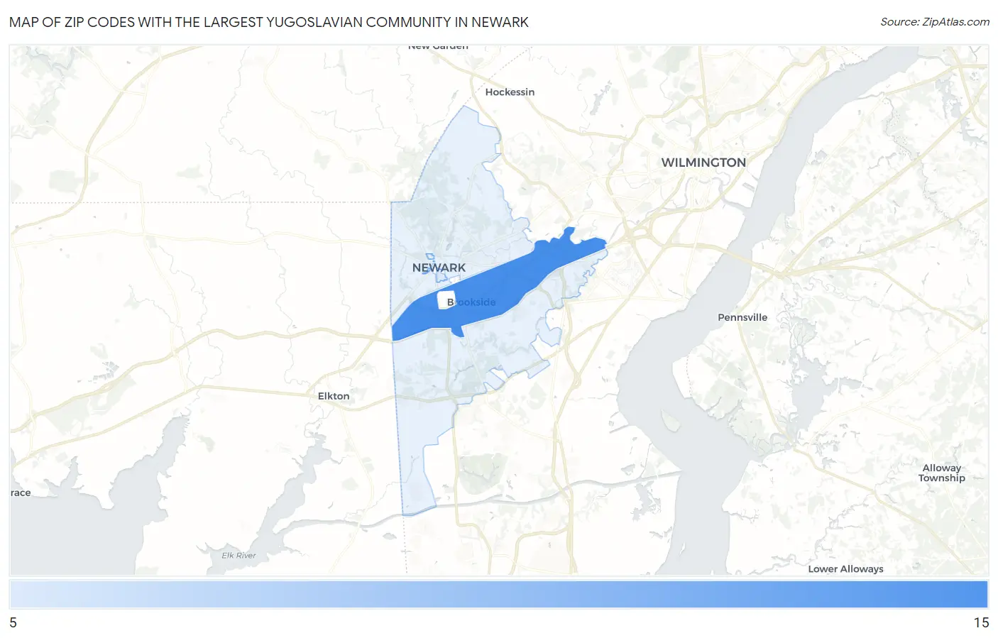 Zip Codes with the Largest Yugoslavian Community in Newark Map