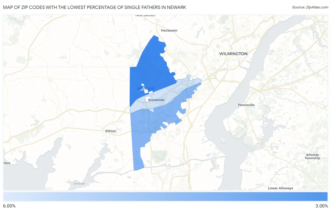 Zip Codes with the Lowest Percentage of Single Fathers in Newark Map