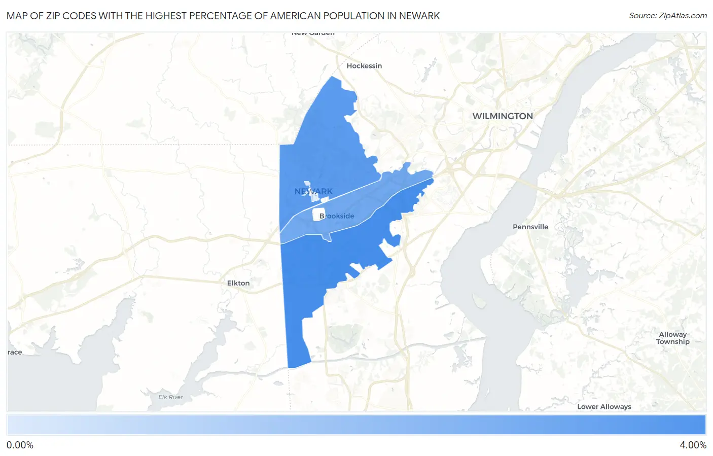Zip Codes with the Highest Percentage of American Population in Newark Map