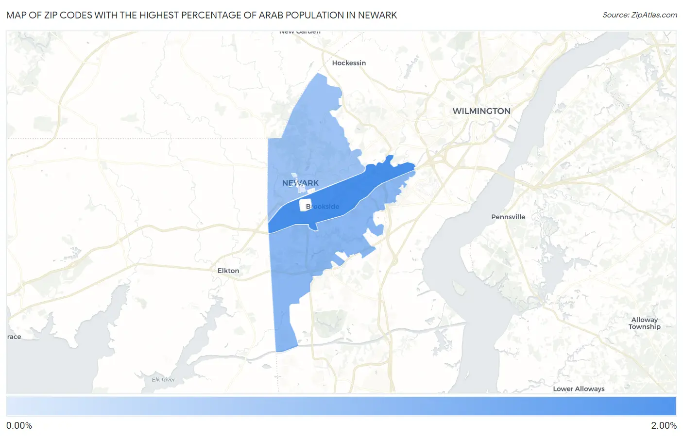Zip Codes with the Highest Percentage of Arab Population in Newark Map