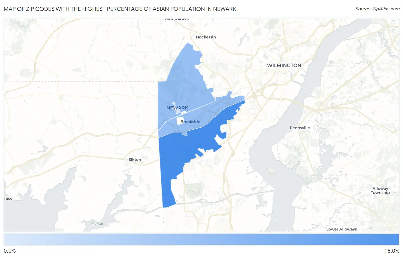 Zip Codes with the Highest Percentage of Asian Population in Newark Map