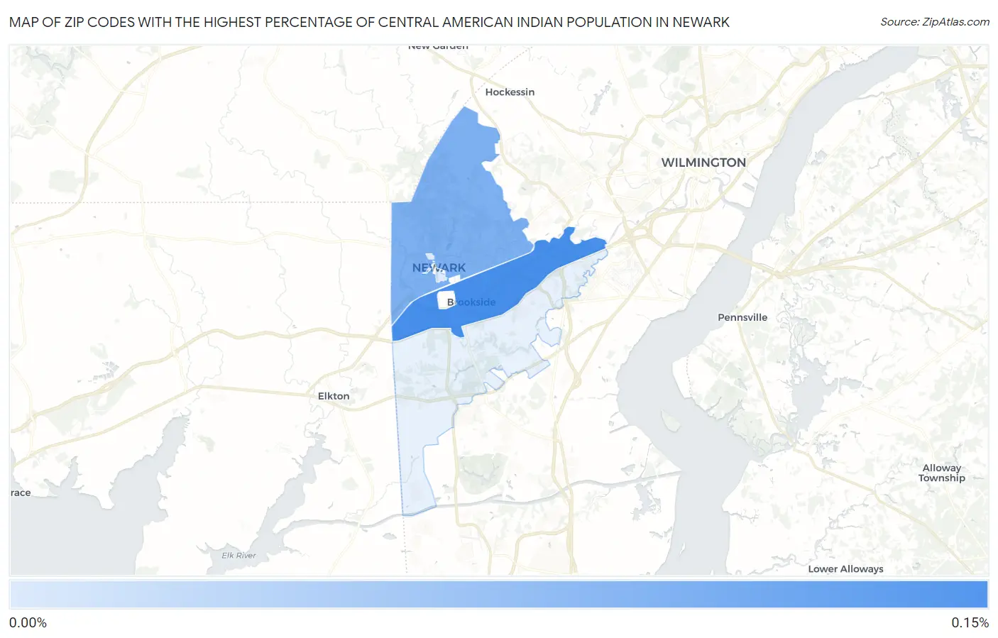 Zip Codes with the Highest Percentage of Central American Indian Population in Newark Map