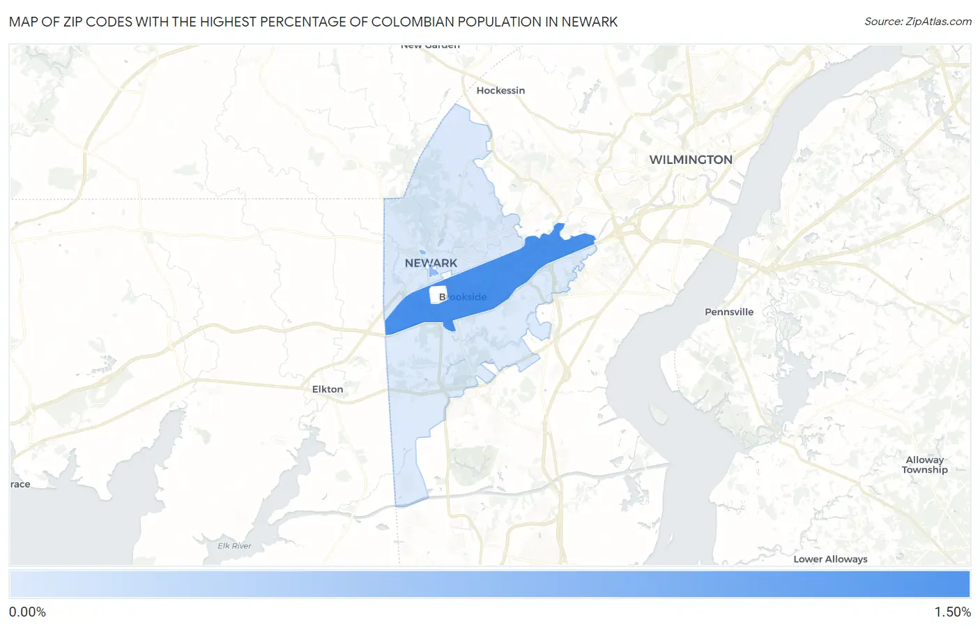 Zip Codes with the Highest Percentage of Colombian Population in Newark Map