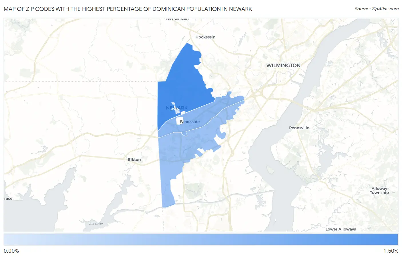 Zip Codes with the Highest Percentage of Dominican Population in Newark Map