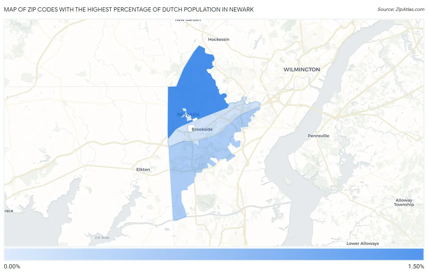 Zip Codes with the Highest Percentage of Dutch Population in Newark Map