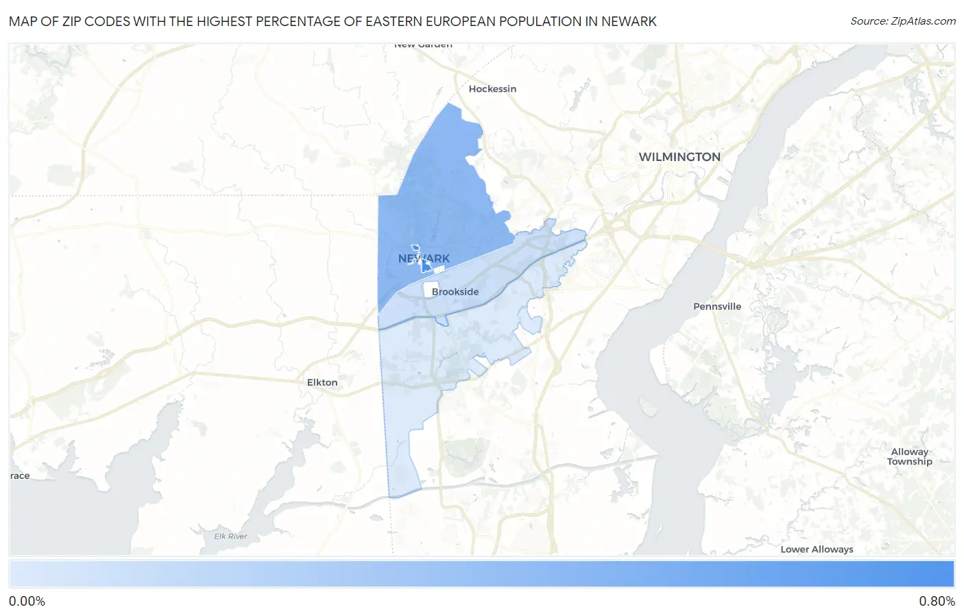 Zip Codes with the Highest Percentage of Eastern European Population in Newark Map