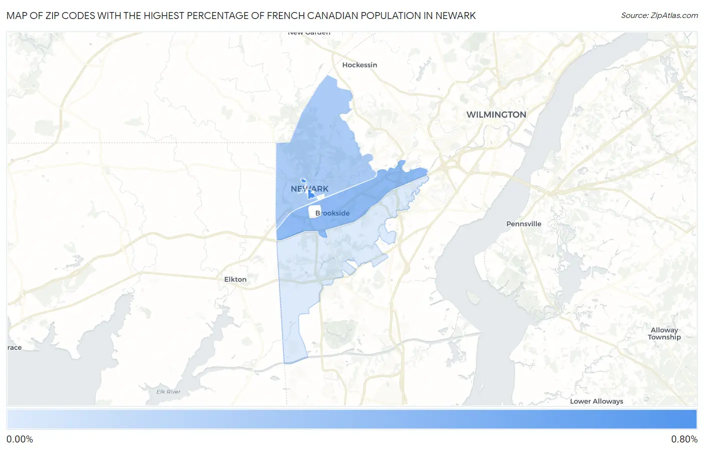 Zip Codes with the Highest Percentage of French Canadian Population in Newark Map