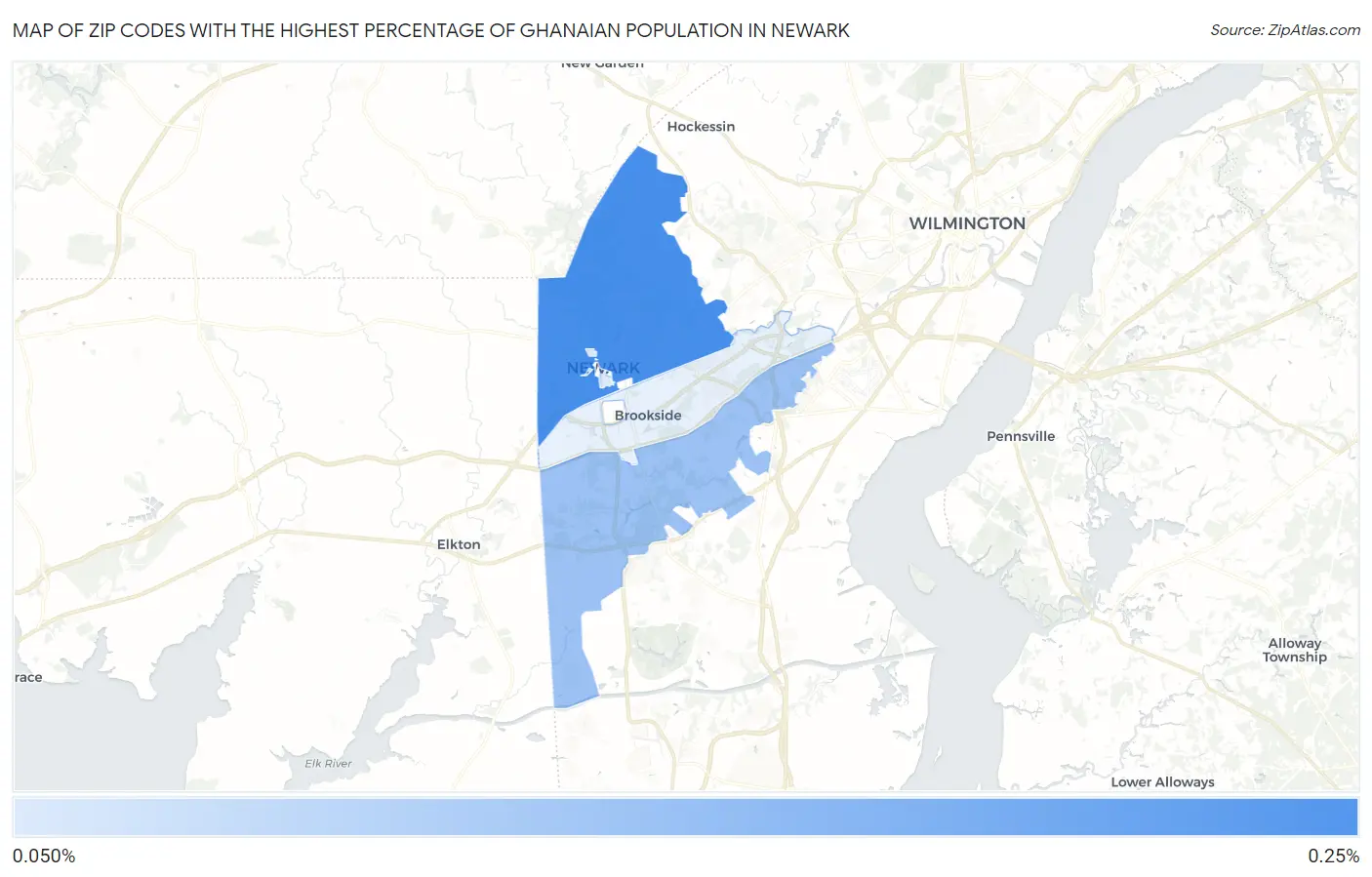Zip Codes with the Highest Percentage of Ghanaian Population in Newark Map