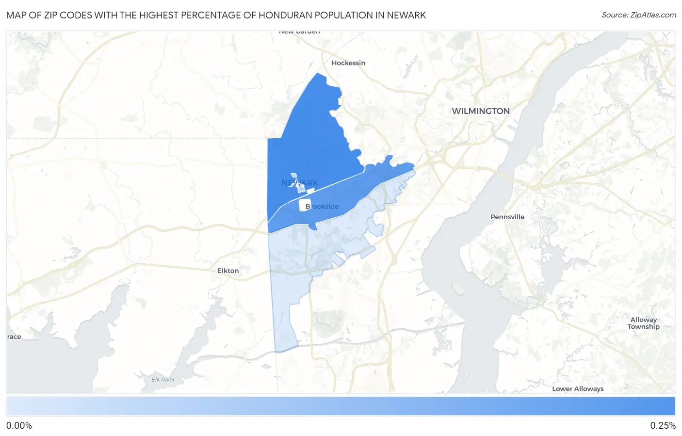 Zip Codes with the Highest Percentage of Honduran Population in Newark Map