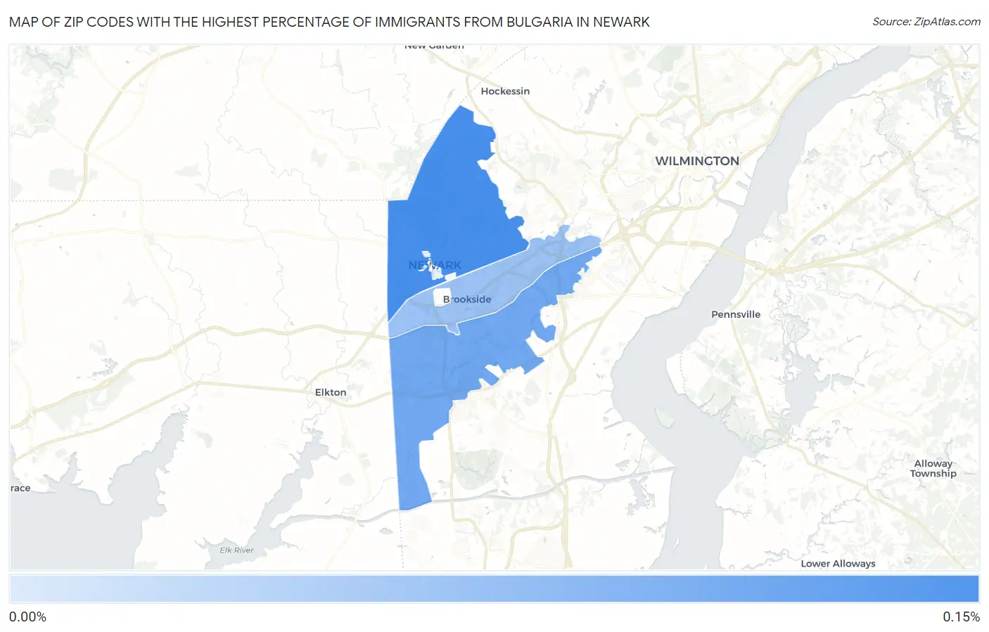 Zip Codes with the Highest Percentage of Immigrants from Bulgaria in Newark Map