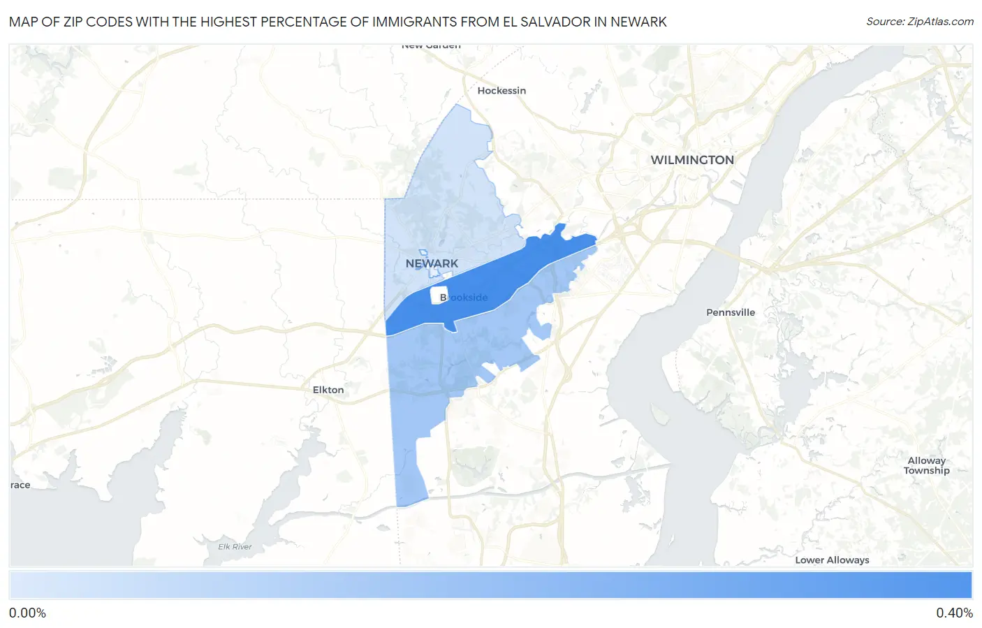 Zip Codes with the Highest Percentage of Immigrants from El Salvador in Newark Map