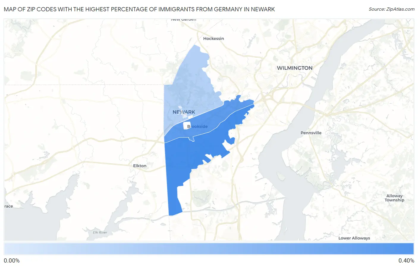 Zip Codes with the Highest Percentage of Immigrants from Germany in Newark Map