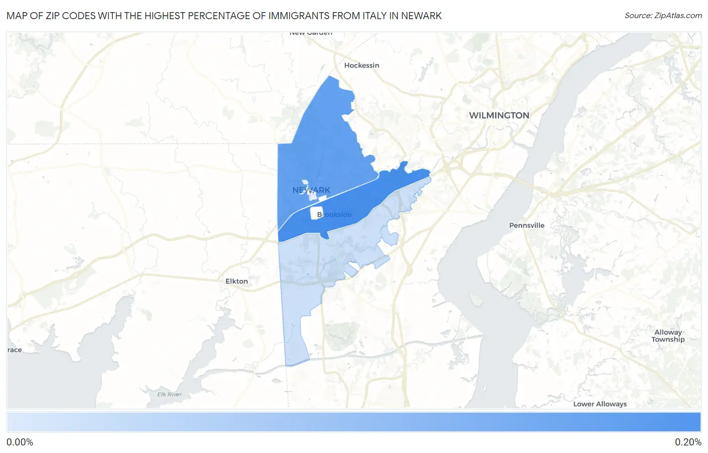 Zip Codes with the Highest Percentage of Immigrants from Italy in Newark Map