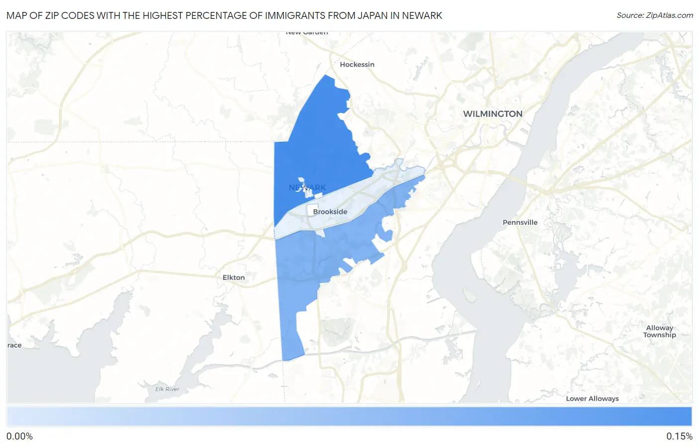 Zip Codes with the Highest Percentage of Immigrants from Japan in Newark Map