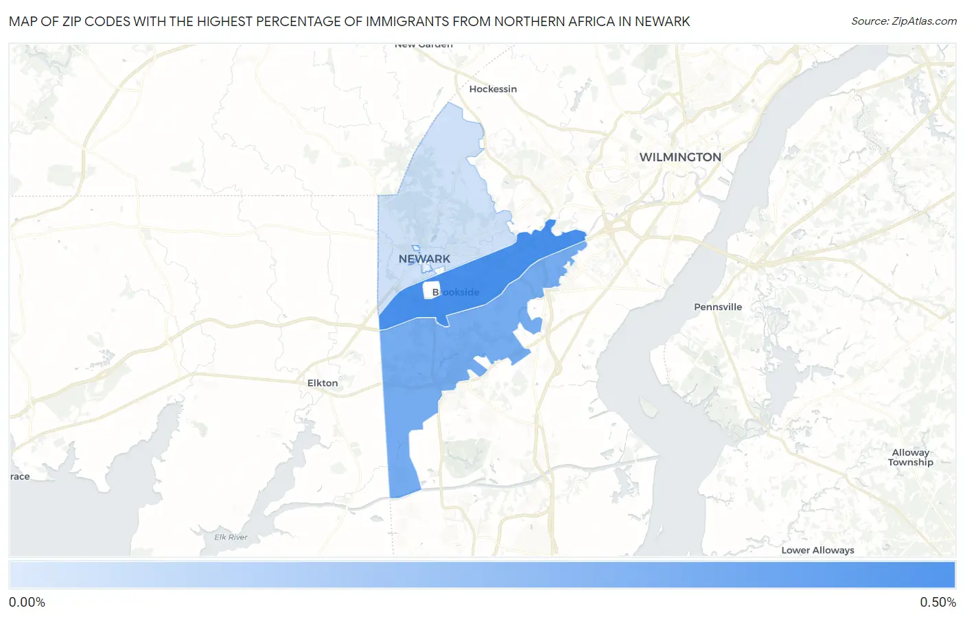 Zip Codes with the Highest Percentage of Immigrants from Northern Africa in Newark Map