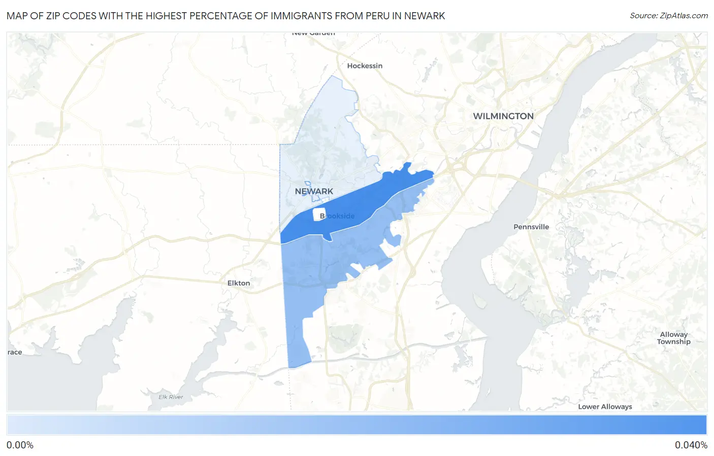 Zip Codes with the Highest Percentage of Immigrants from Peru in Newark Map