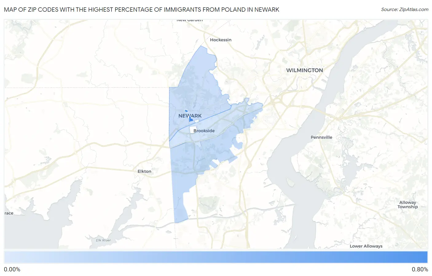 Zip Codes with the Highest Percentage of Immigrants from Poland in Newark Map
