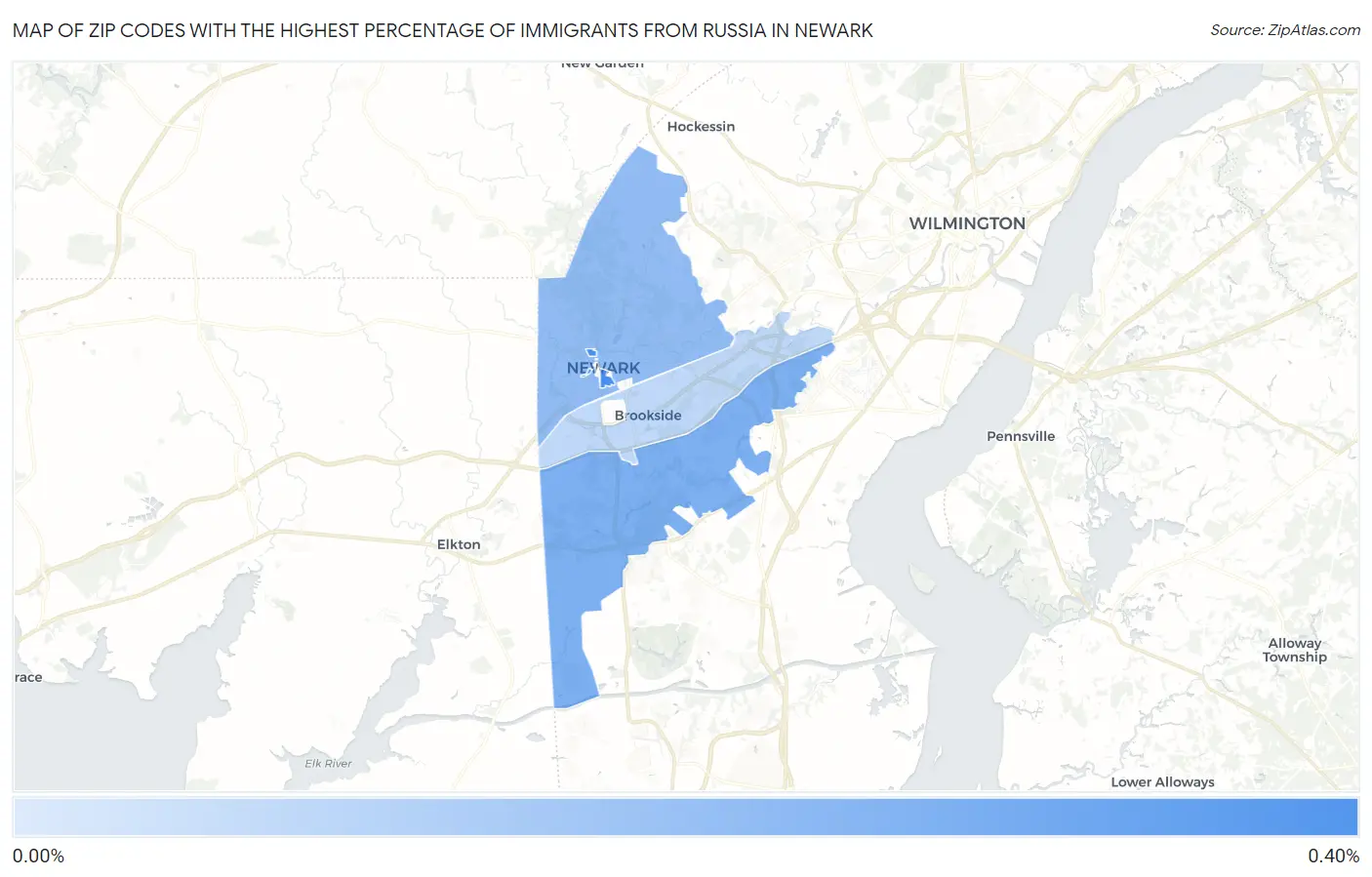 Zip Codes with the Highest Percentage of Immigrants from Russia in Newark Map