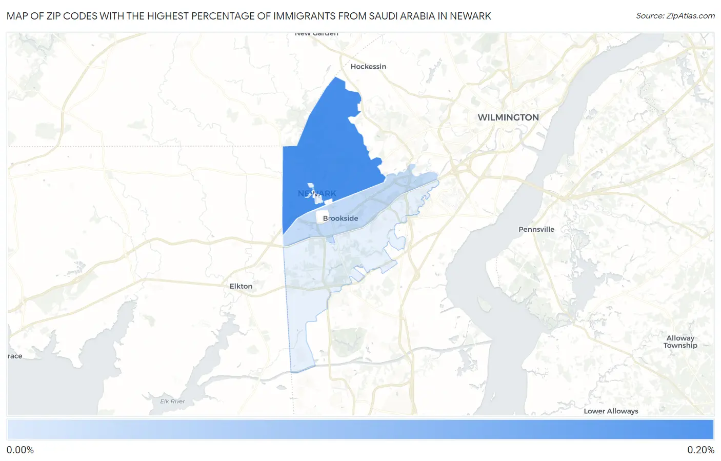 Zip Codes with the Highest Percentage of Immigrants from Saudi Arabia in Newark Map