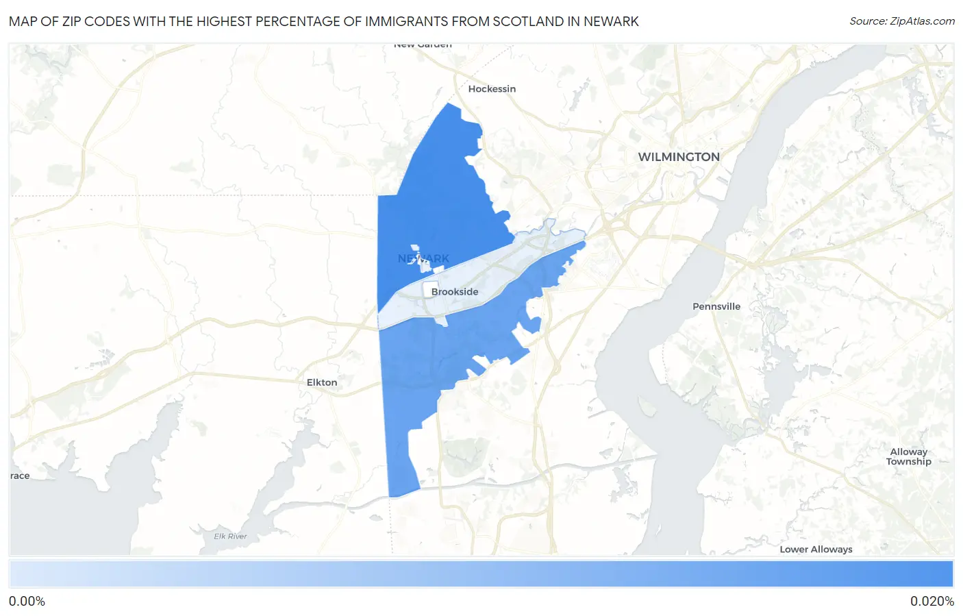 Zip Codes with the Highest Percentage of Immigrants from Scotland in Newark Map