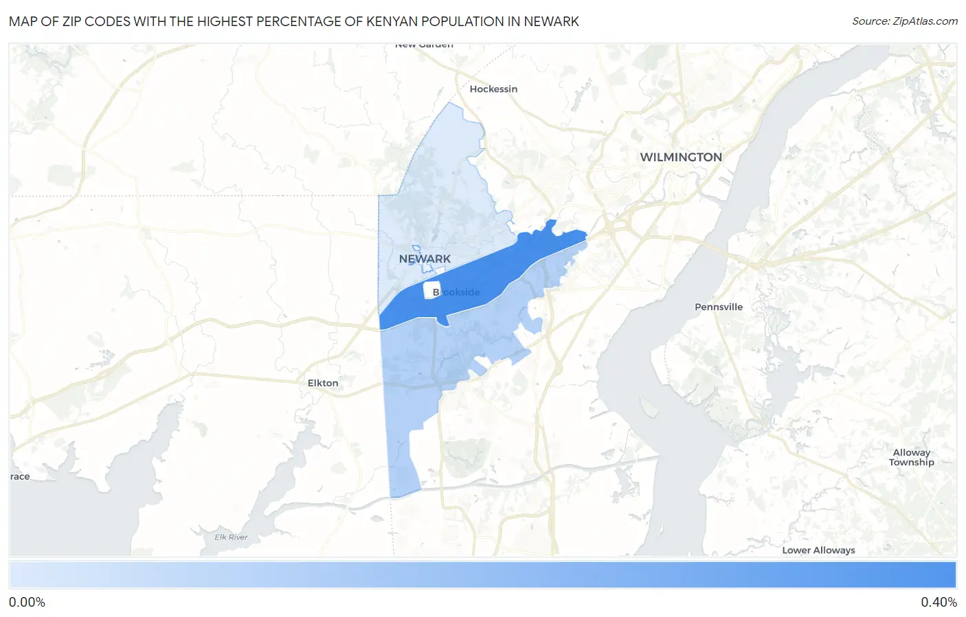 Zip Codes with the Highest Percentage of Kenyan Population in Newark Map