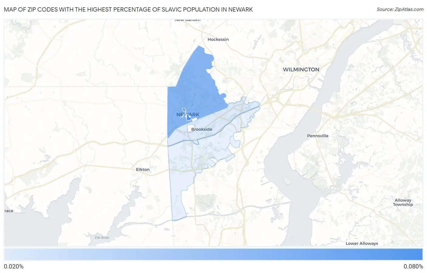 Zip Codes with the Highest Percentage of Slavic Population in Newark Map