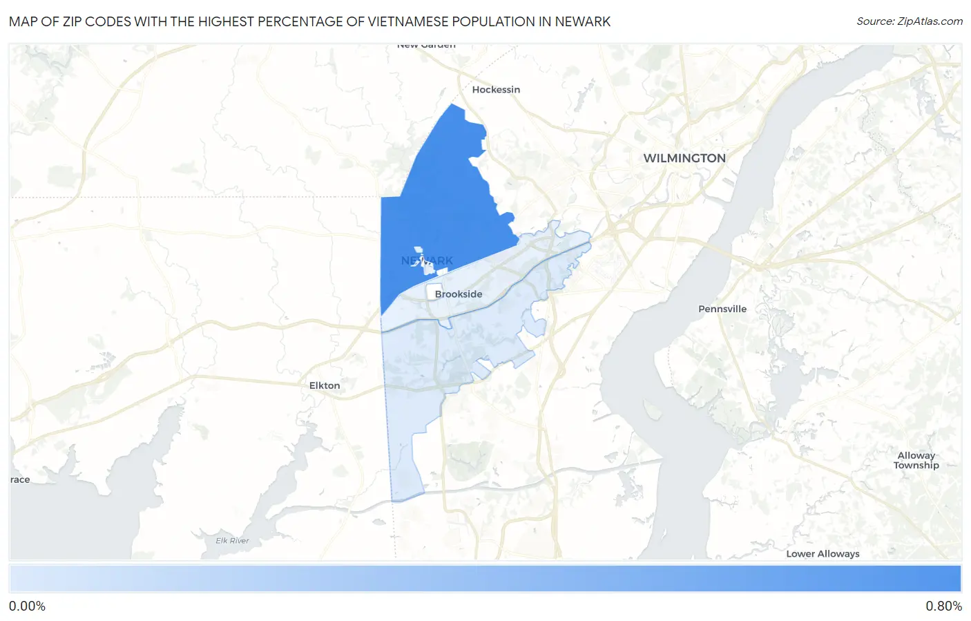 Zip Codes with the Highest Percentage of Vietnamese Population in Newark Map
