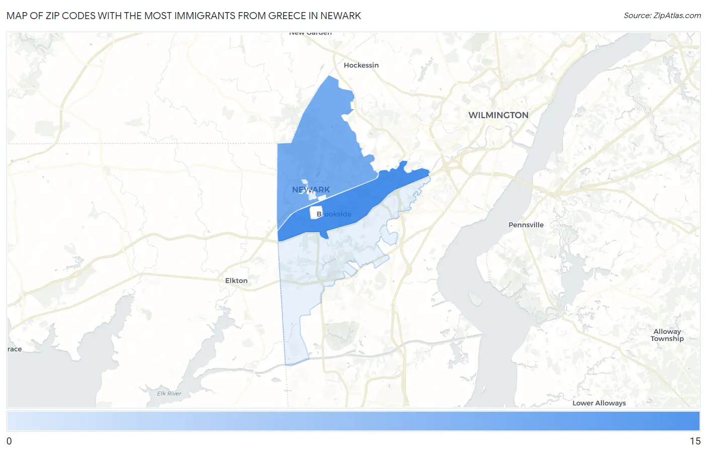 Zip Codes with the Most Immigrants from Greece in Newark Map