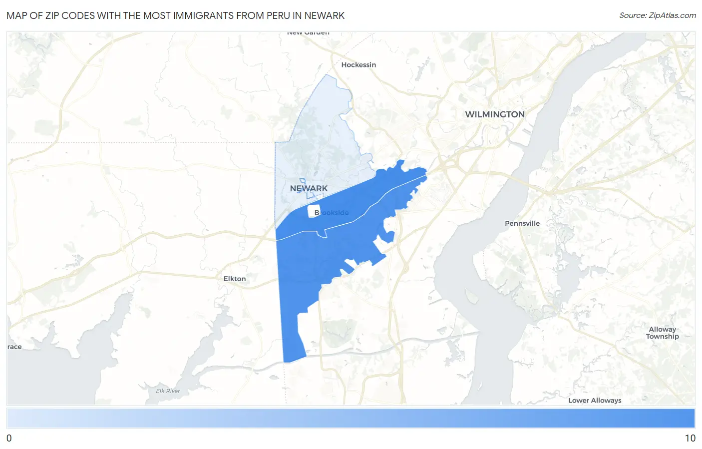 Zip Codes with the Most Immigrants from Peru in Newark Map