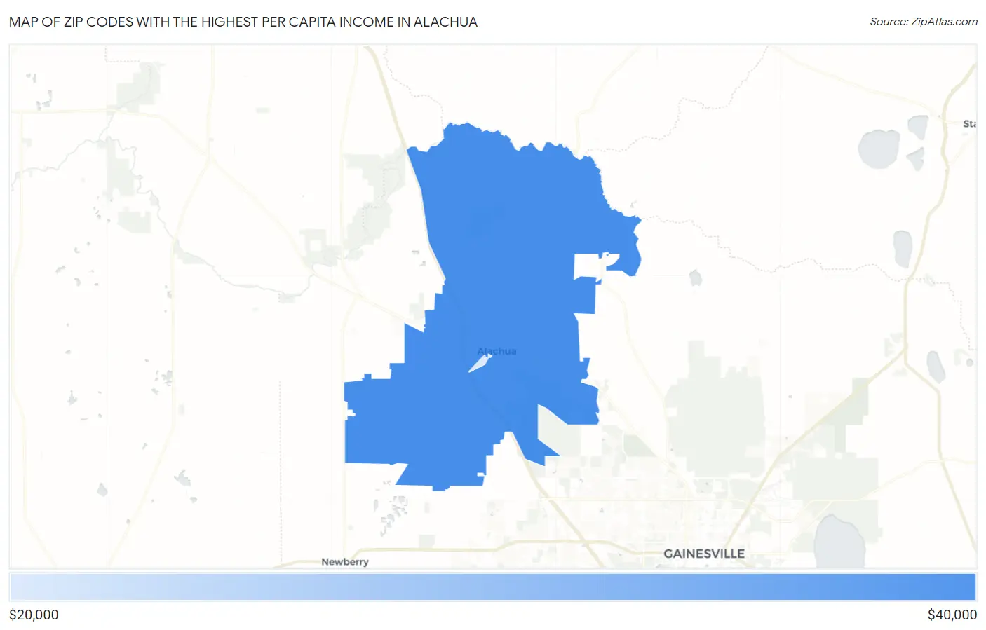 Zip Codes with the Highest Per Capita Income in Alachua Map