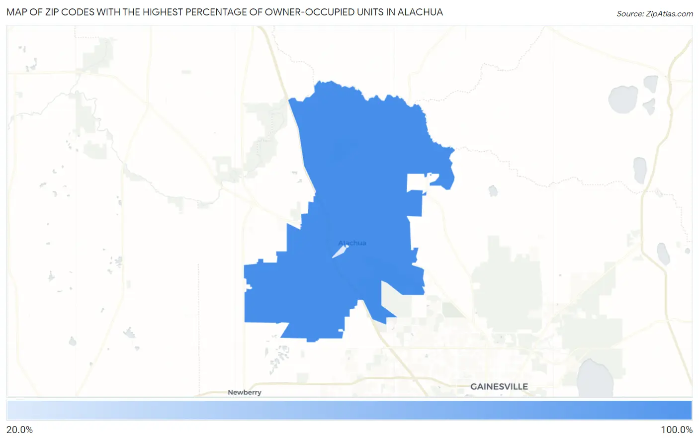 Zip Codes with the Highest Percentage of Owner-Occupied Units in Alachua Map
