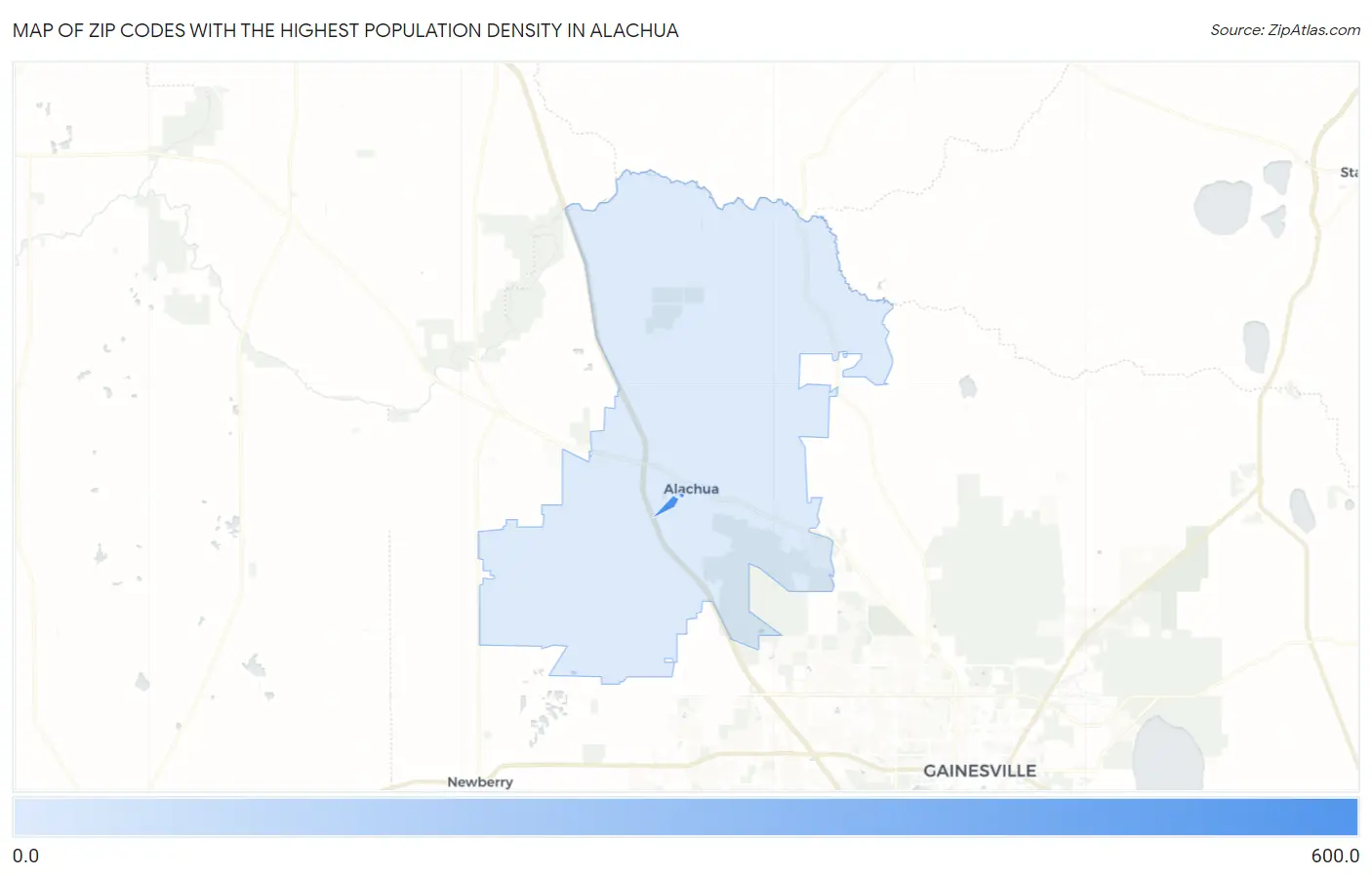 Zip Codes with the Highest Population Density in Alachua Map