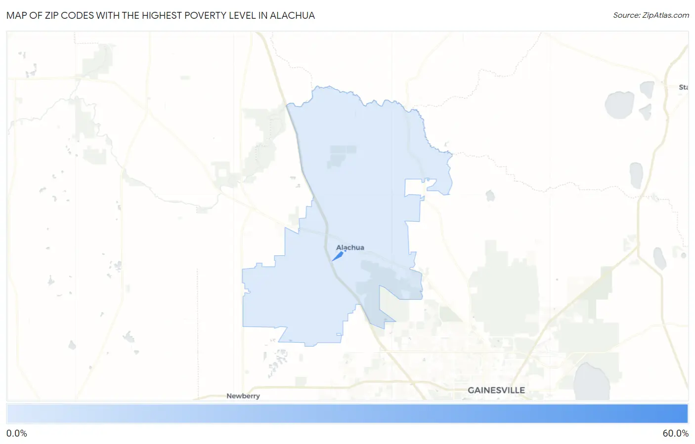 Zip Codes with the Highest Poverty Level in Alachua Map