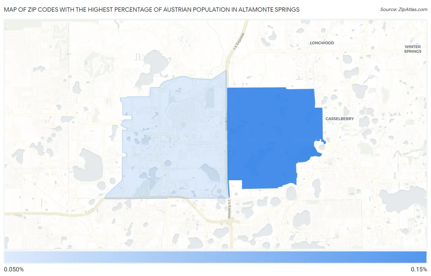 Zip Codes with the Highest Percentage of Austrian Population in Altamonte Springs Map